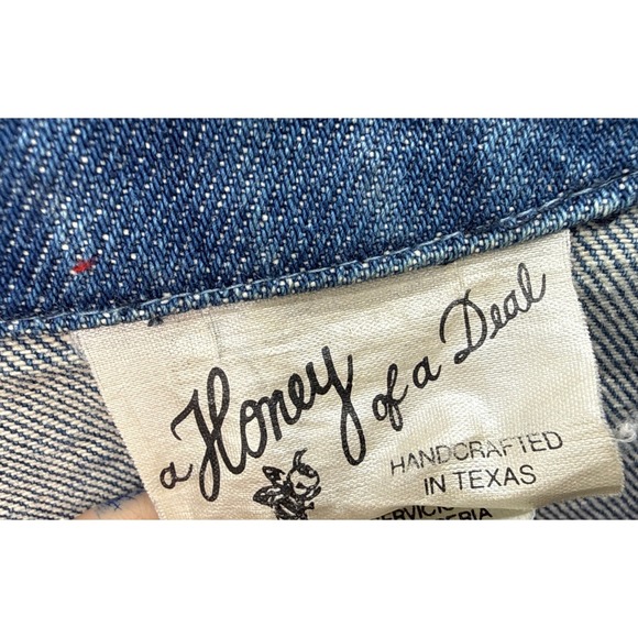 VTG Blue Jean Denim Vest Patchwork Denim Floral‎ Lace Handcrafted Boho Cottage - Picture 6 of 8